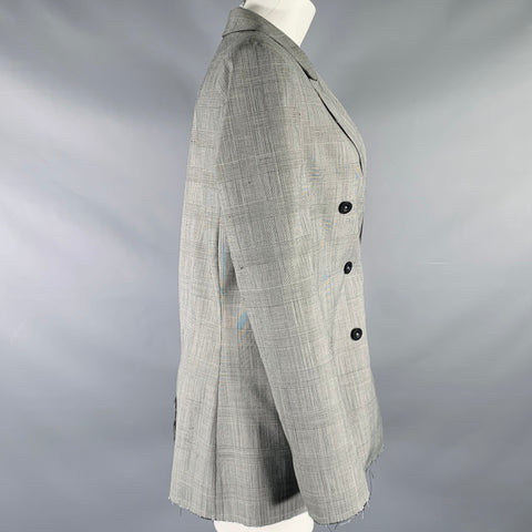 KSUBI Size S Black White Polyester Wool Glen Plaid Blazer