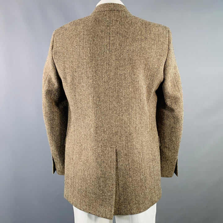 O'CONNELL'S Size 42 Long Brown Herringbone Wool Sport Coat