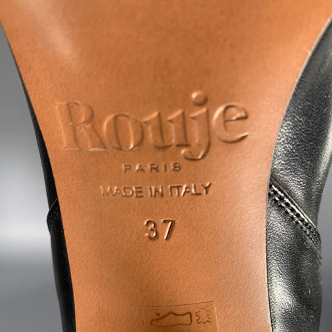 ROUJE Size 7 Black Leather Pull On Boots