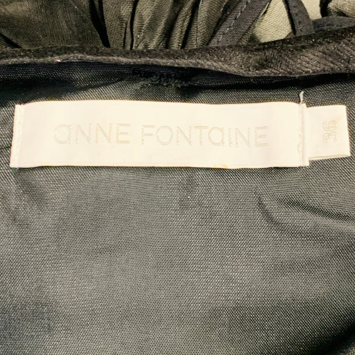 ANNE FONTAINE Size 4 Maria Black Linen Silk Embellishment Sleeveless Bustier Dress Top