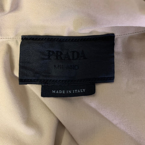 PRADA Size S Khaki Polyester Cotton Zip Up Short Sleeve Shirt