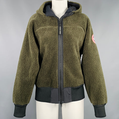 CANADA GOOSE Size S Green Black Polyester Wool Hooded Jacket