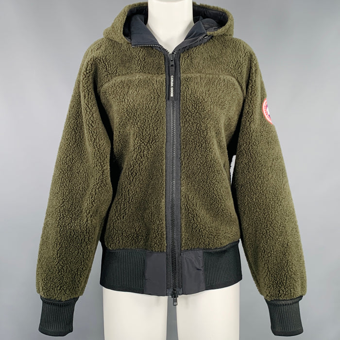 CANADA GOOSE Size S Green Black Polyester Wool Hooded Jacket