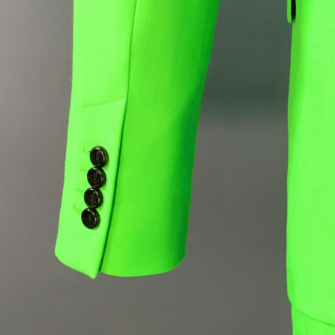 AMI by ALEXANDRE MATTIUSSI Size 36 Neon Green Wool Blend Twill Notch Lapel Suit