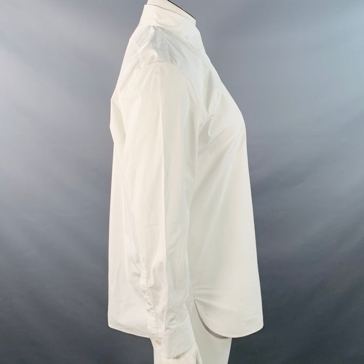 THEORY Size L White Cotton Blend Hidden Placket Shirt