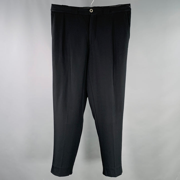 CLAUDE MONTANA Size 36 Black Flat Front Dress Pants