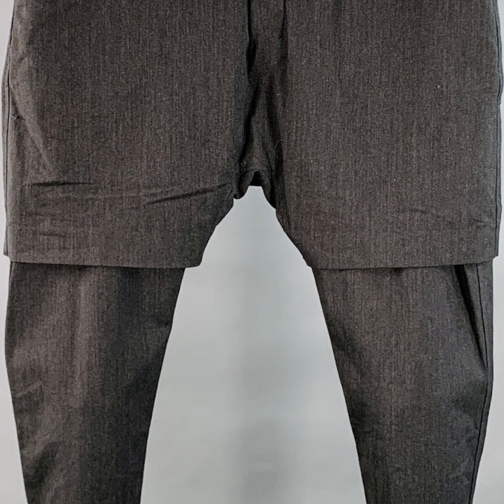 CH. Size 32 Charcoal Grey Wool Blend Twill Layered Button Fly Casual Pants