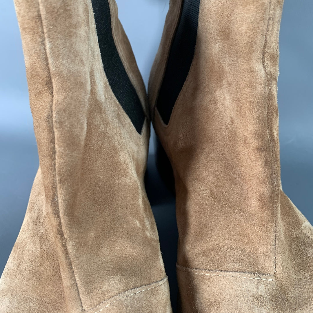 RAG & BONE Size 9 Camel Suede Stacked Heel Chelsea Ankle Boots