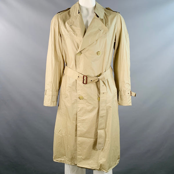 PIERRE BALMAIN Vintage Size XL Beige Cotton Double Breasted Trench