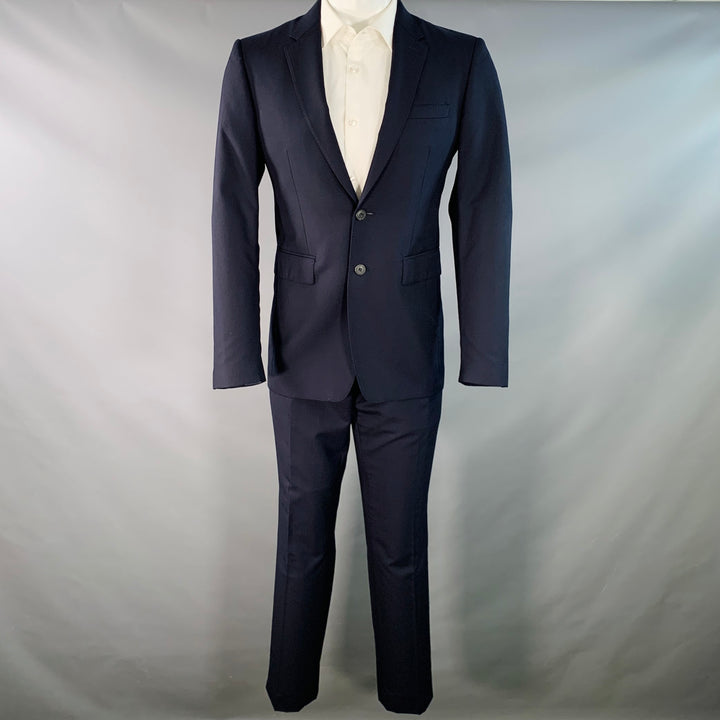 BURBERRY LONDON Size 38 Navy Wool Notch Lapel Flat Front Suit