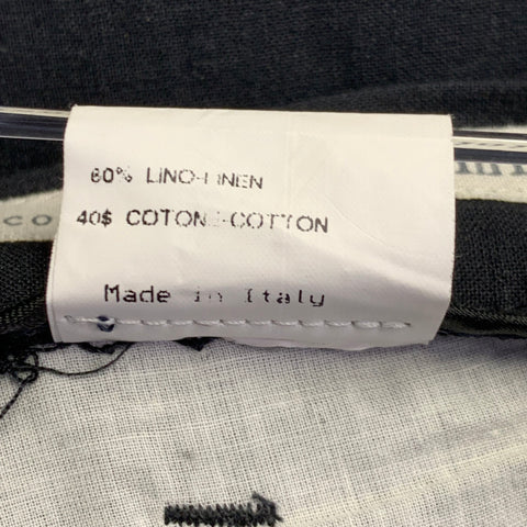 NICOLO CESCHI BERRINI Size 32 Black Linen Cotton Flat Front Casual Pants