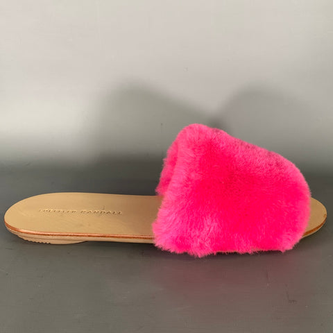 LOEFFLER RANDALL Size 8.5 Pink Shearling Textured Slide Sandals
