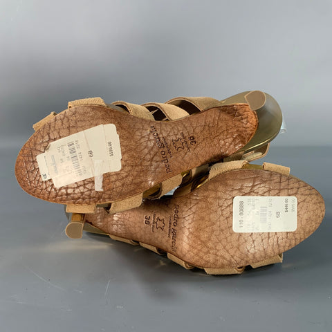 PEDRO GARCIA Size 6 Gold Tan Suede Strappy Sandals
