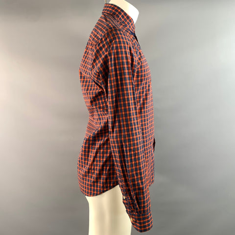 SCOTCH AND SODA Size S Orange Blue Plaid Cotton Long Sleeve Shirt