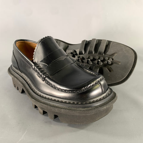 DRIES VAN NOTEN Size 6.5 Black Leather Loafers