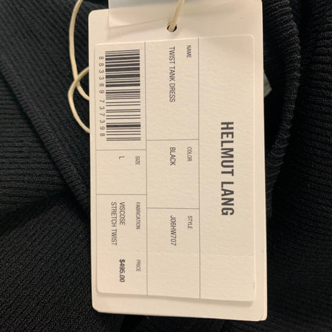 HELMUT LANG Talla L Vestido sin mangas negro con espalda torcida acanalada