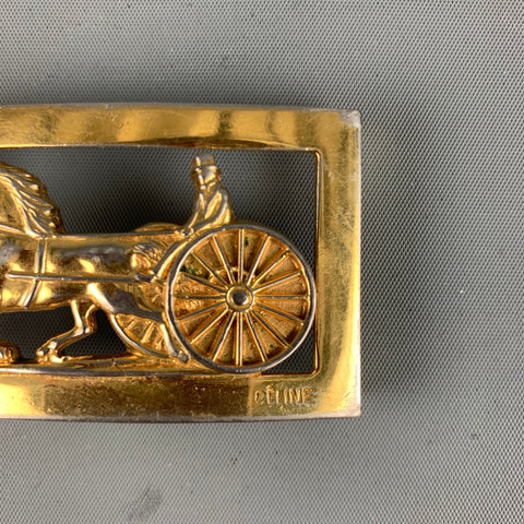 CELINE Gold Metal Equestrian Carriage Belt Buckle