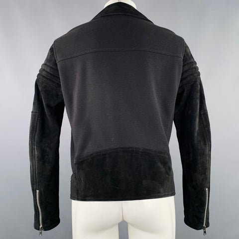 MARNI Size S Black Acrylic Blend Suede Motorcycle Jacket