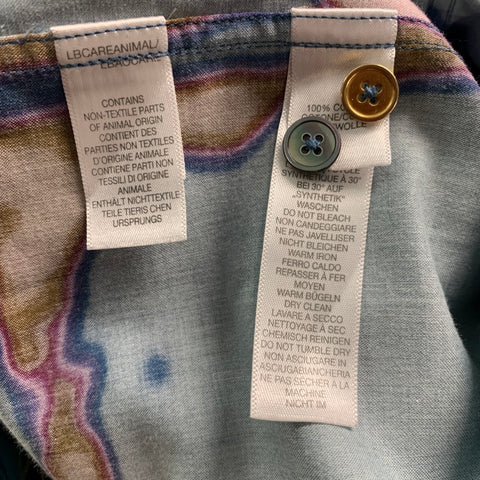 PAUL SMITH Size S Blue Pink Watercolor Cotton One Pocket Short Sleeve Shirt