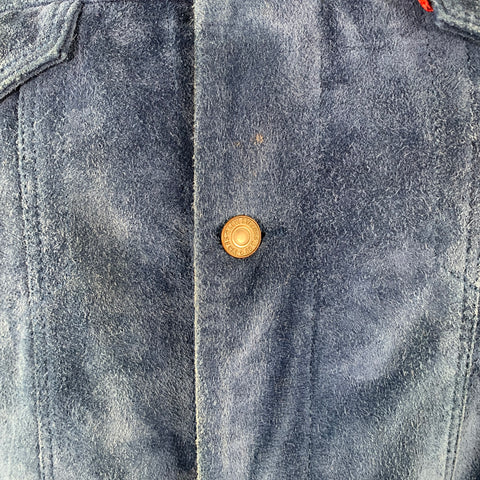 LEVI STRAUSS Size XXL Blue Suede Trucker Jacket