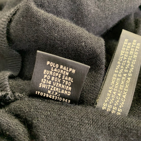 RALPH LAUREN Size S Black Cashmere/polyester Knitted Wrap Dress