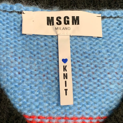 MSGM Size XS Multi Color Acrylic Blend Knit V-Neck Sweater