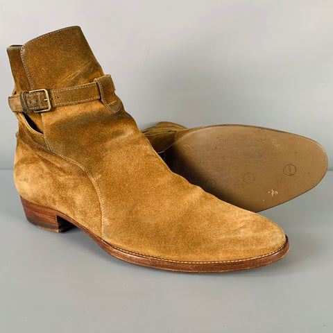 SAINT LAURENT Size 8 -Wyatt 30 Jodhpur- Tan Suede Belted Boots