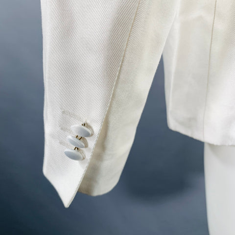JUST CAVALLI Size 38 White Beige Sequined Peak Lapel Sport Coat