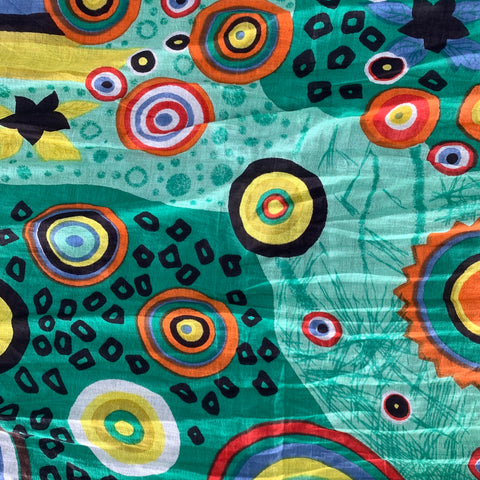 FREE SPIRIT Green Geometric Cotton Scarves