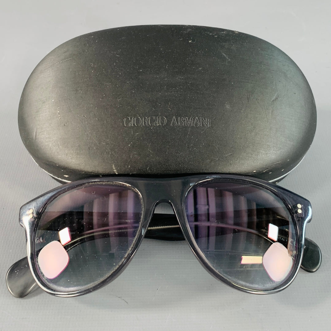 GIORGIO ARMANI Brown Transparent Acetate Teardrop Sunglasses