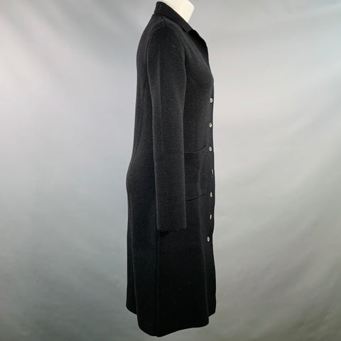 DROZDZIK Size S Black Wool Knit Two Pockets Cardigan