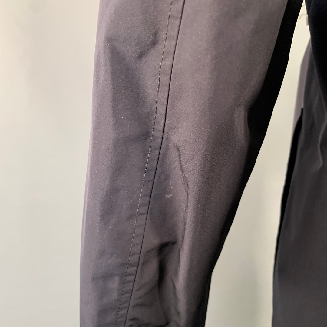 MONCLER 2016 Size M Reynaud Black Navy Polyamide Zip Snaps Coat