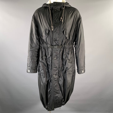 HAIDER ACKERMANN Size S Black White Cotton Nylon Hooded Parka
