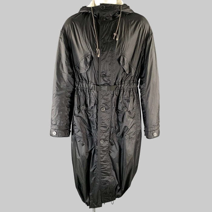 HAIDER ACKERMANN Size S Black White Cotton Nylon Hooded Parka