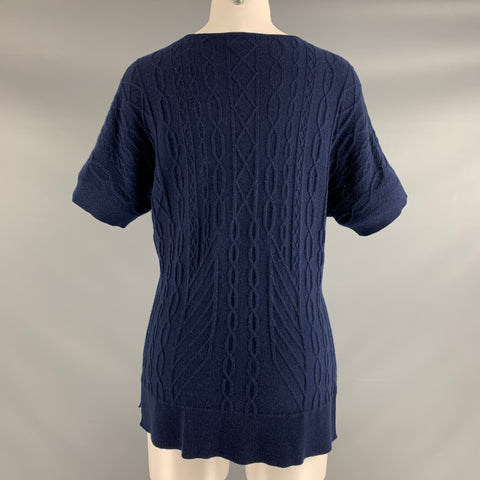Haut décontracté à manches courtes en cachemire bleu marine taille M TSE