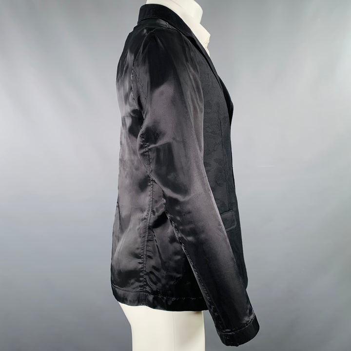 ALEXANDER MCQUEEN Size 40 Black Jacquard Wool Blend Sport Coat