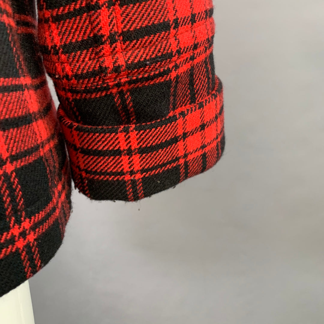 MARC by MARC JACOBS Size M Red Black Wool Blend Plaid Double Breasted Coat