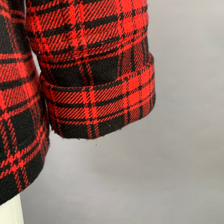 MARC by MARC JACOBS Size M Red Black Wool Blend Plaid Double Breasted Coat