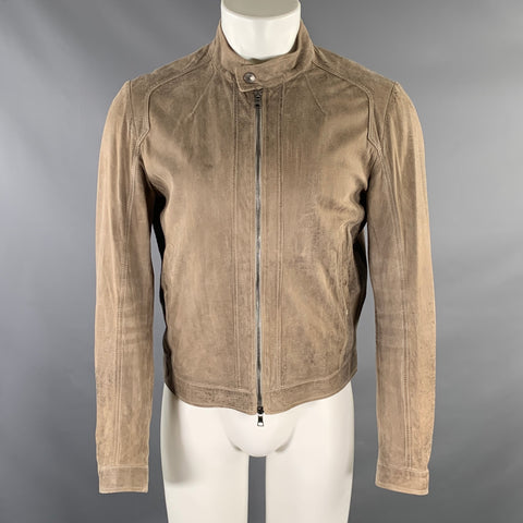 HENRY BEGUELIN Chest Size M Camel Leather Moto Racer Jacket