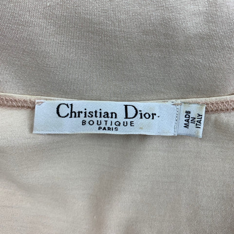 CHRISTIAN DIOR Size 8 Beige Silk Cotton Pleated Cap Sleeves Casual Top