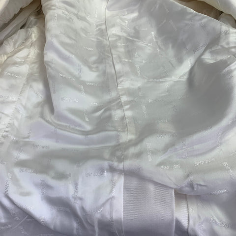 JUST CAVALLI Size 38 White Beige Sequined Peak Lapel Sport Coat