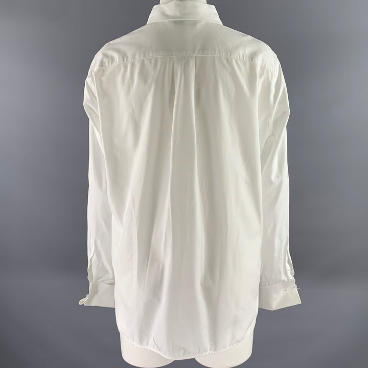 MAX MARA Size 12 White Cotton Dress Shirt