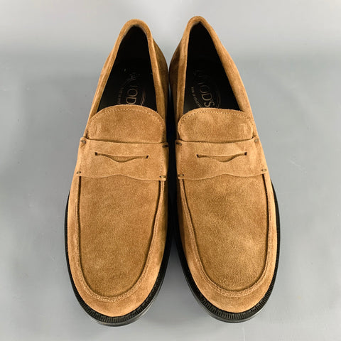 TOD'S Size 10.5 Brown Suede Penny Loafers