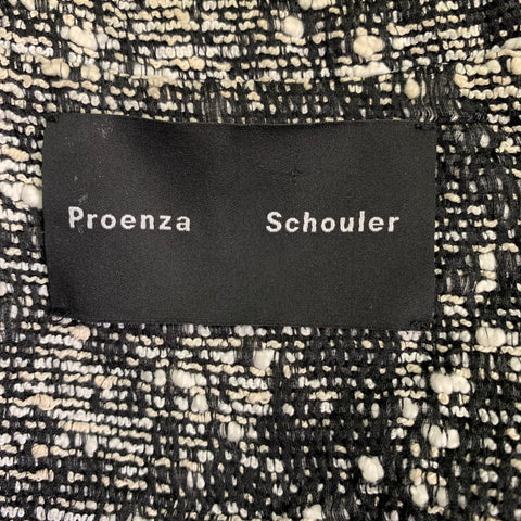 PROENZA SCHOULER Veste Blazer à Boutons Pression en Bouclé de Coton Mélangé Noir et Blanc, Taille 2