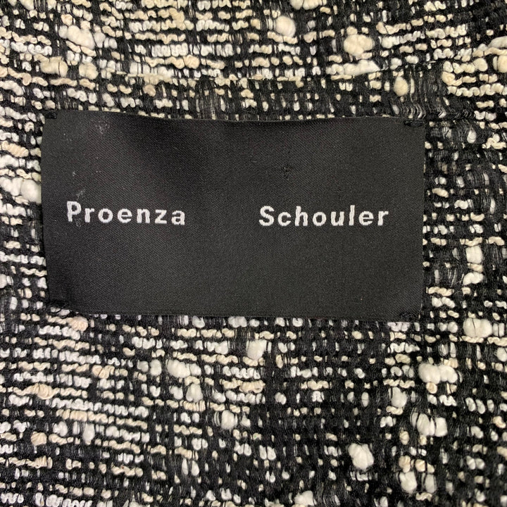 PROENZA SCHOULER Size 2 Black White Cotton Blend Boucle Snaps Jacket Blazer