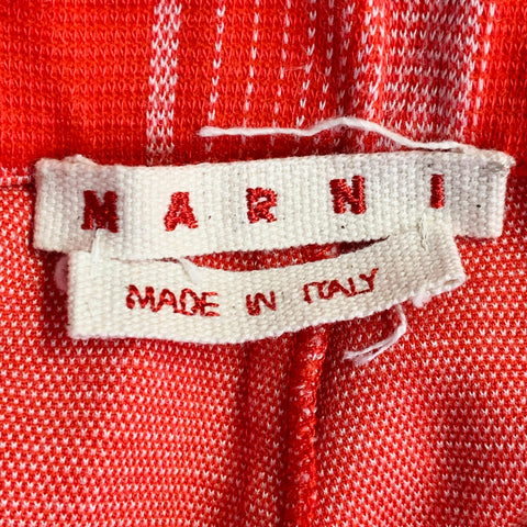 MARNI Size 34 Red White Plaid Viscose Blend Drawstring Casual Pants