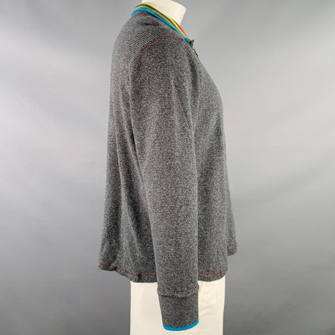 ROBERT GRAHAM Size XL Blue Charcoal Waffle Knit Cotton Half Zip Sweater