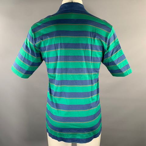 DUNHILL Size M Green Navy Red Stripe Cotton Polo Polo