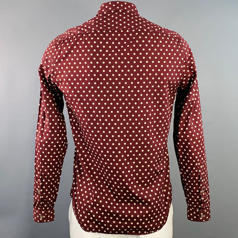 Chemise à manches longues en coton à pois bordeaux et beiges BURBERRY PRORSUM Taille L