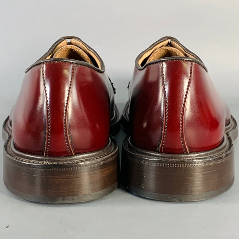 TRICKER'S Size 8 Robert Burgundy Bookbinder Leather Derby Lace-Up Shoes
